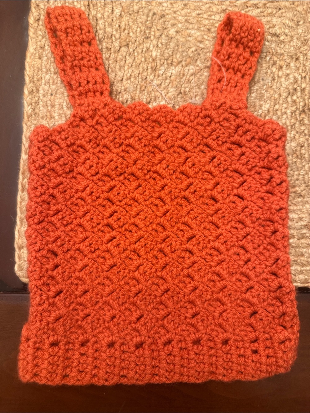 Source Unknown Orange Hand-Crocheted Kids Tank Top